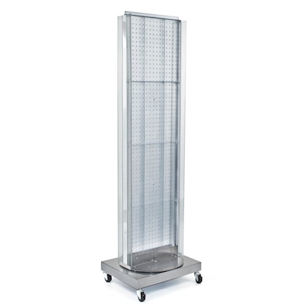 Azar Displays Two-Sided Pegboard Floor Display w/ Two C-Channel Sides on a Revolving Wheeled Base. 700258-CLR